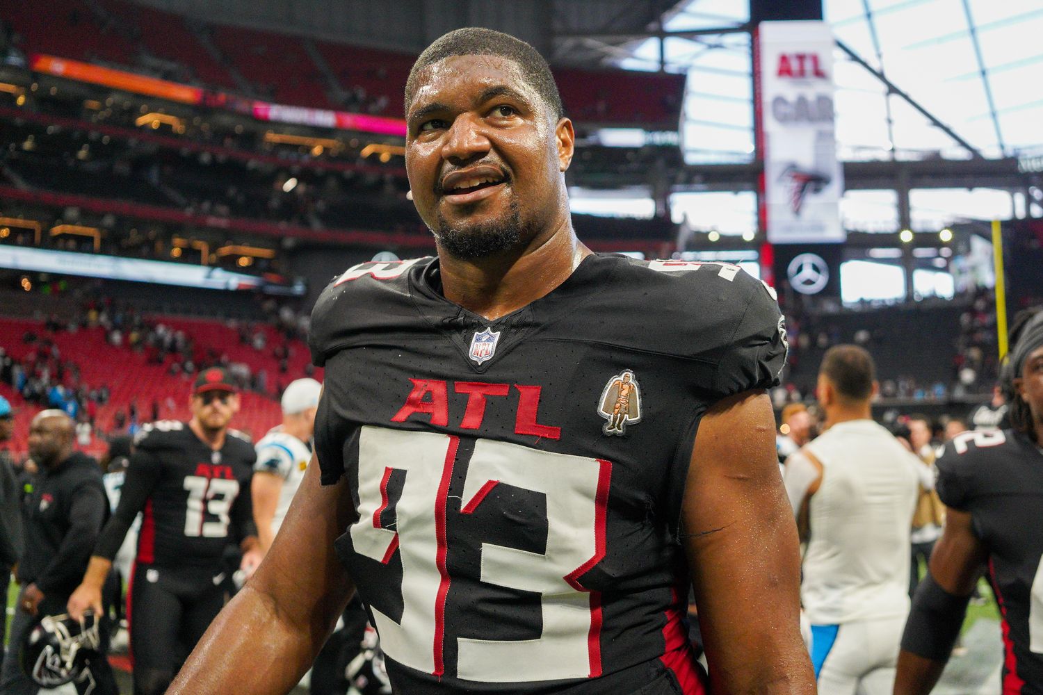Calais Campbell and the Atlanta Falcons will wear their black uniforms in Week 5. 